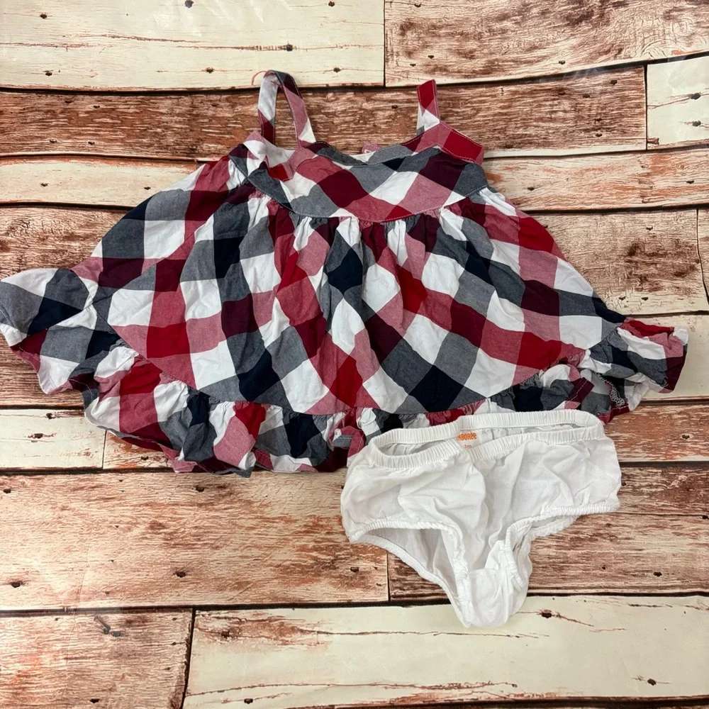 Gymboree Red and Blue Plaid Baby Dress Outfit